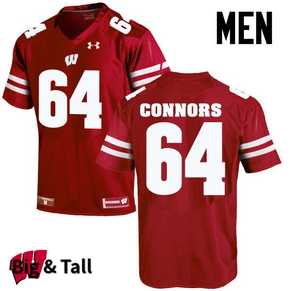 Wisconsin Badgers Men's #64 Brett Connors NCAA Under Armour Authentic Red Big & Tall College Stitched Football Jersey BF40S21JV